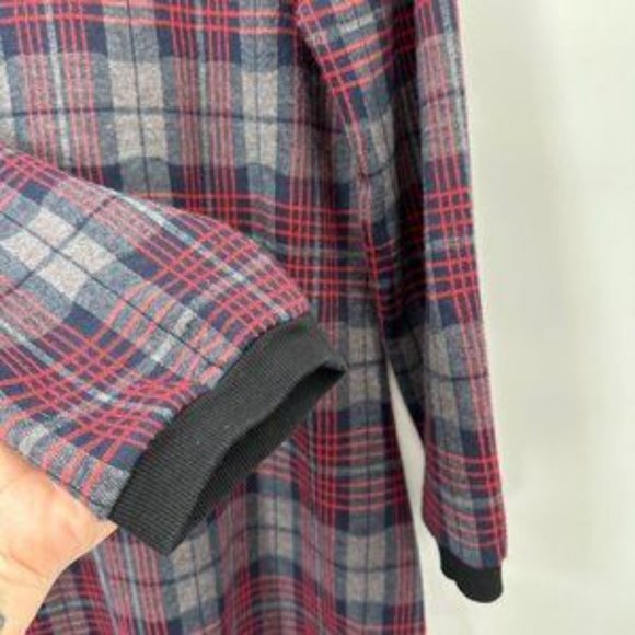 ModCloth Snug as a Hug Plaid Mini Dress Grey Red Long Sleeve Size XL - Picture 4 of 5